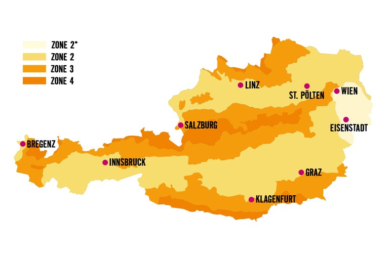 Österreich Karte mit Klimazonen
