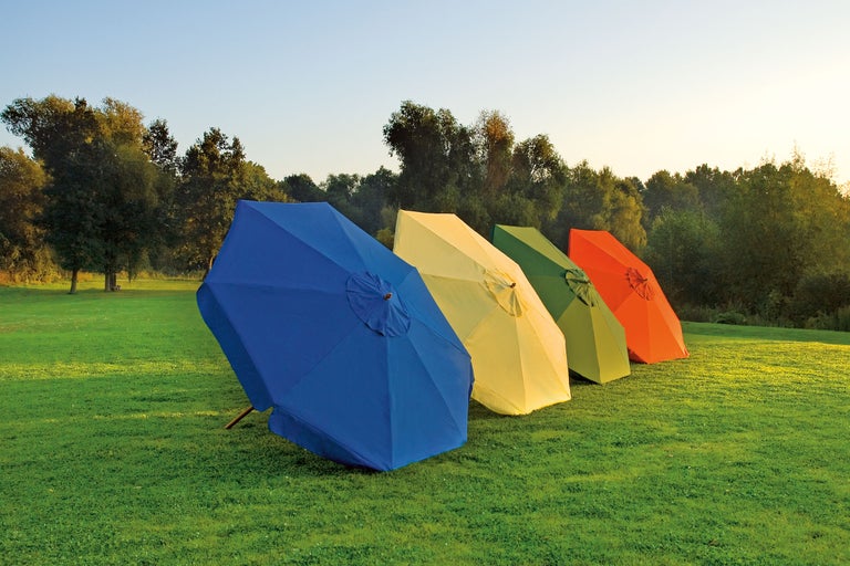 Mehrere Sonnenschirme auf einer Wiese