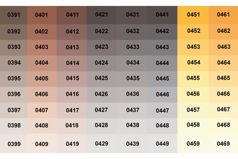 Farbmusterkarte mit verschiedenen Farbtönen