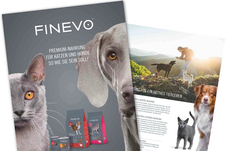 Finevo Broschüre für Premium Nahrung für Katzen und Hunde
