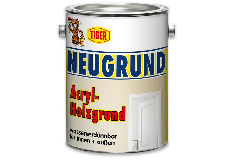 Farbeimer mit Acryl-Holzgrundierung für den Innen- und Außenbereich