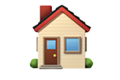 Illustration eines Hauses mit Tür, Fenster und Schornstein