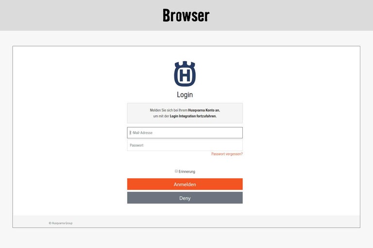 Husqvarna Login Browseransicht