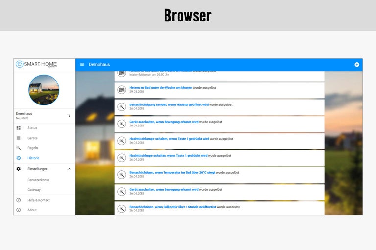 Smart Home App Benutzeroberfläche