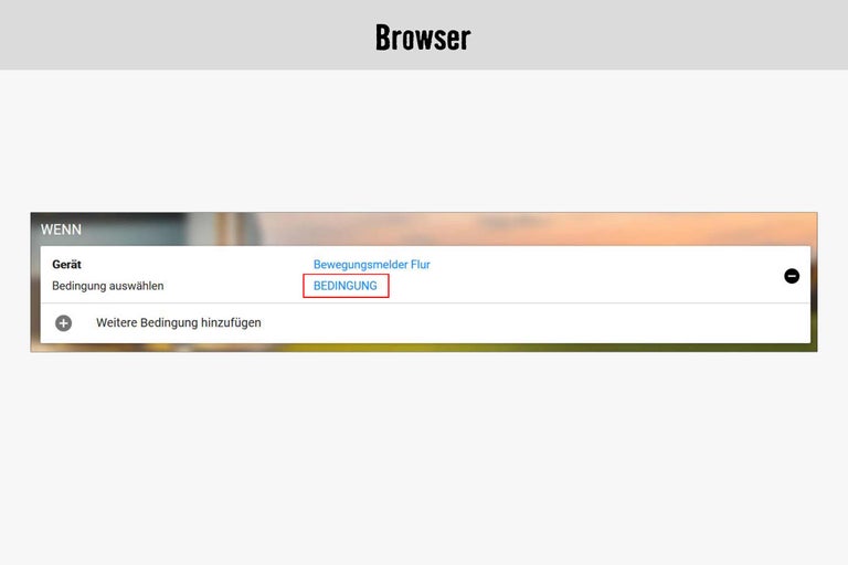 Browser-Ansicht der Konfiguration eines Bewegungsmelders