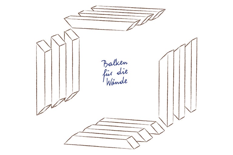 Illustration von Holzbalken für Wände