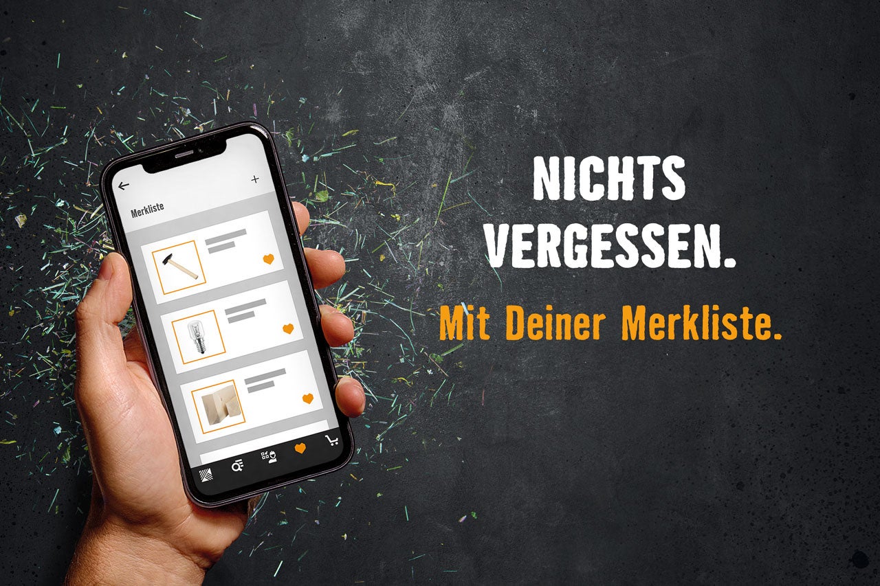 Smartphone mit Hornbach Merkliste App