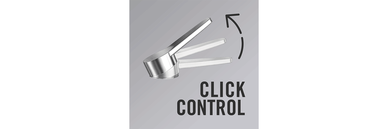 Symbol für die Click Control Funktion bei Armaturen, dargestellt durch einen Hebel, der sich stufenweise nach oben bewegen lässt.