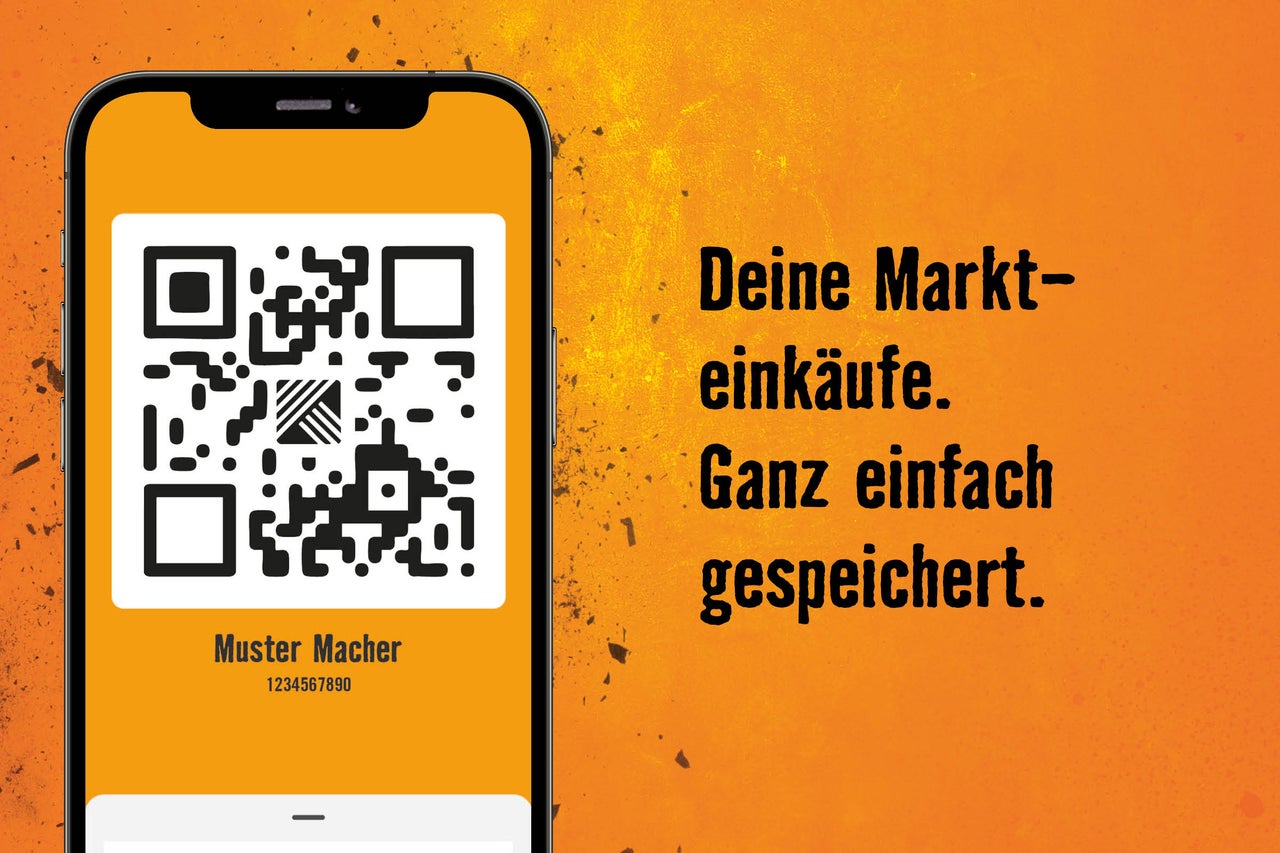 Smartphone mit QR-Code für den Markteinkauf