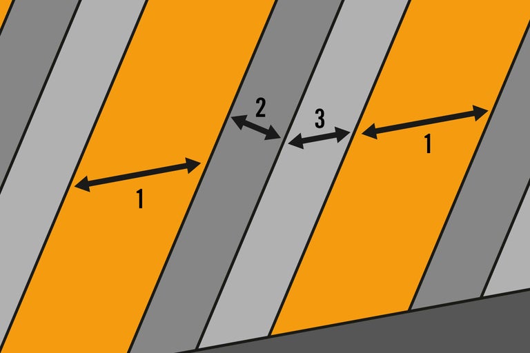 Illustration von Wandpaneelen mit Breitenangaben