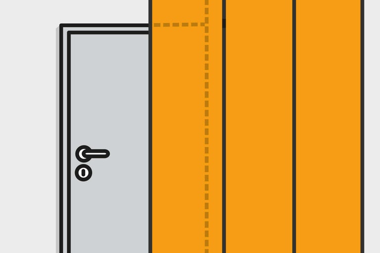 Illustration einer Schiebetür neben einer Standardtür