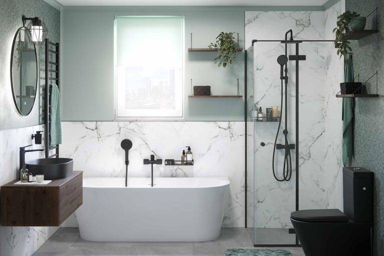 Badezimmer in Schwarz & Weiß