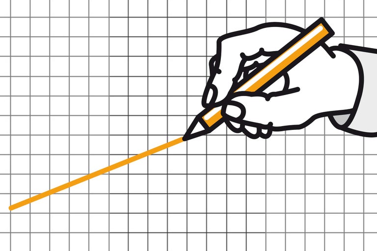 Hand zeichnet Diagramm mit Bleistift auf Millimeterpapier