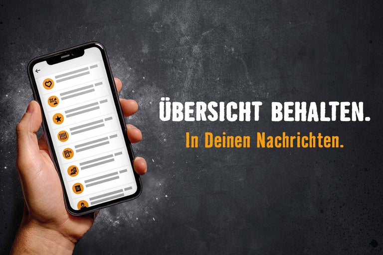Smartphone mit Hornbach Nachrichtenübersicht