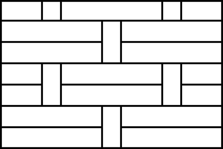 Schematische Darstellung eines Verlegemusters für Pflastersteine oder Bodenplatten.