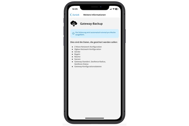 Smartphone-Display mit Gateway-Backup-Anzeige