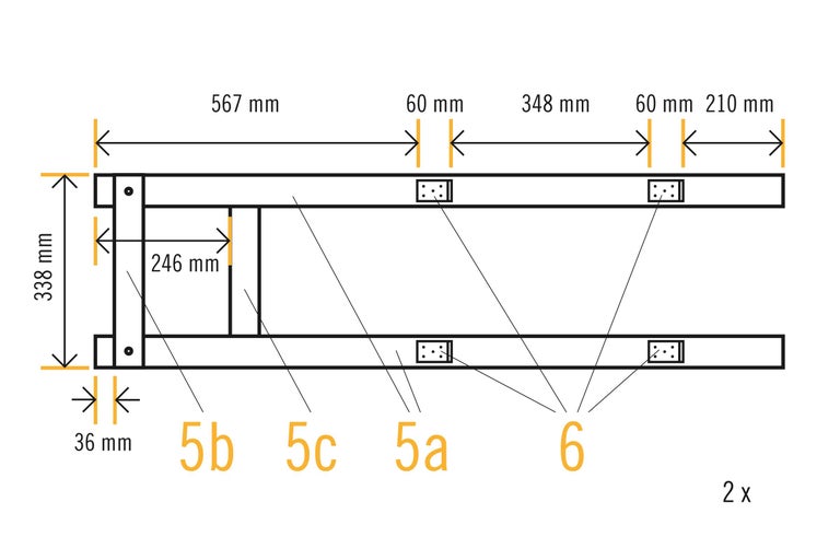 Technische Zeichnung mit Maßangaben
