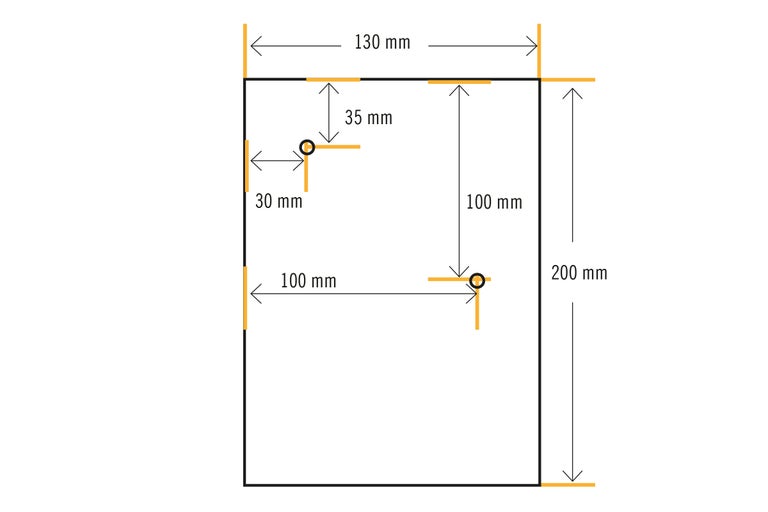 Abbildung mit Maßangaben: 200 mm x 130 mm