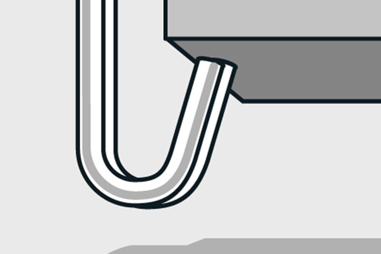 Ablaufrohranschluss an einem Siphon