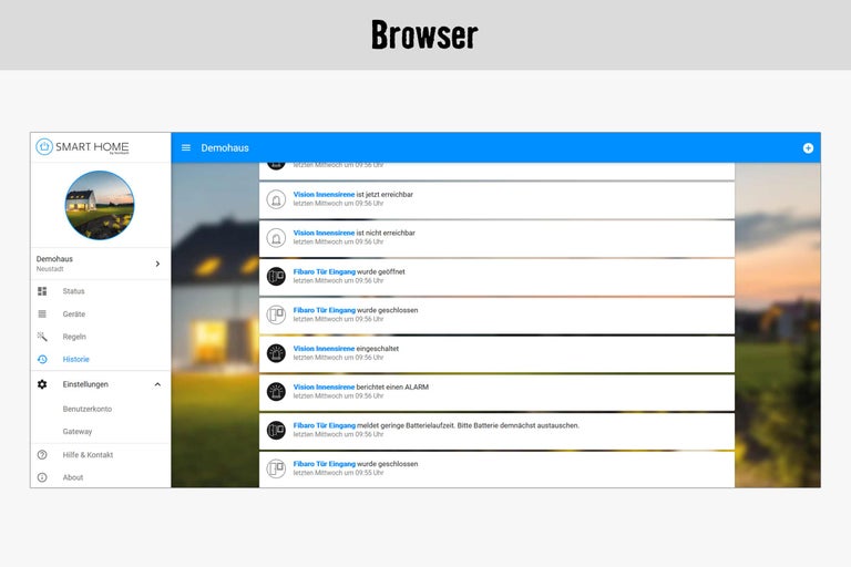Smart Home System Benutzeroberfläche