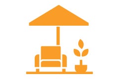 Symbol für Gartenmöbel und Sonnenschutz