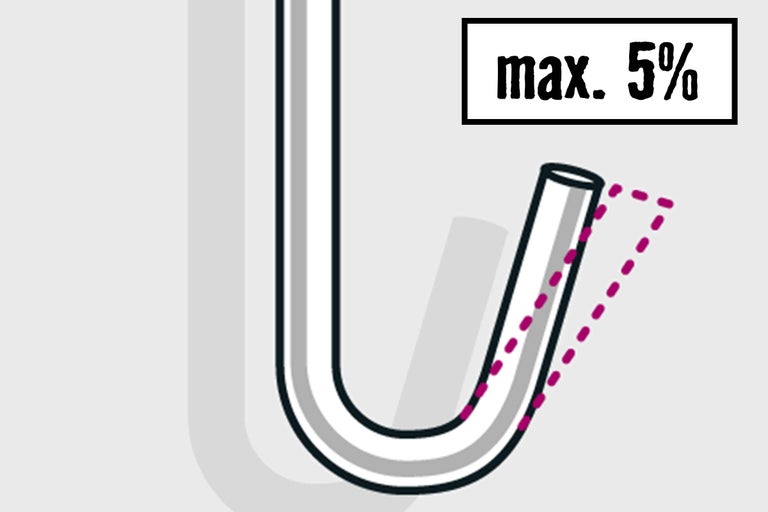 Abbildung eines Siphons mit einer maximalen Neigung von fünf Prozent.