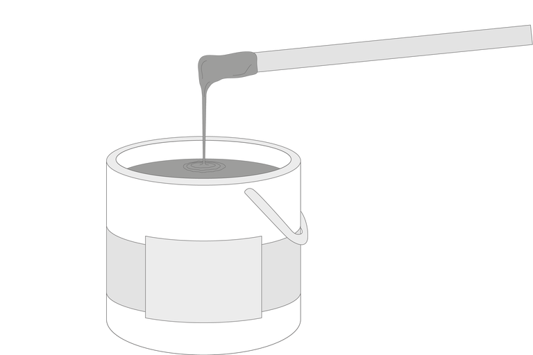 Farbeimer mit Farbrührstab
