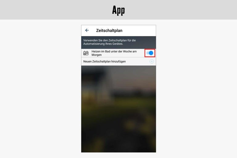 App-Ansicht mit Zeitschaltplan-Optionen