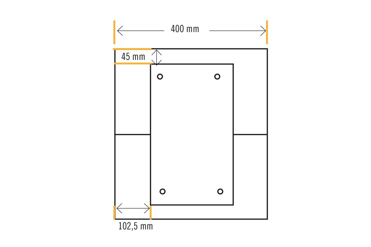 Technische Zeichnung mit Maßangaben: 400 mm, 45 mm und 102,5 mm.