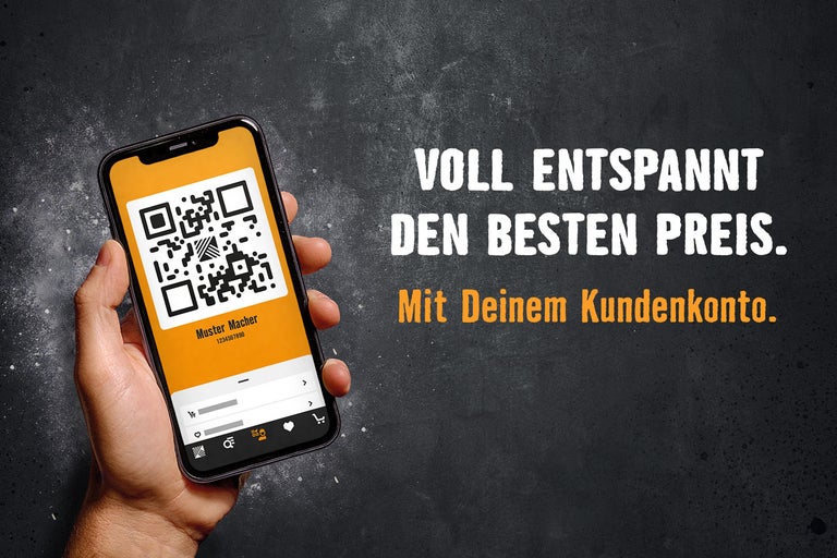 Smartphone mit QR Code für das Kundenkonto