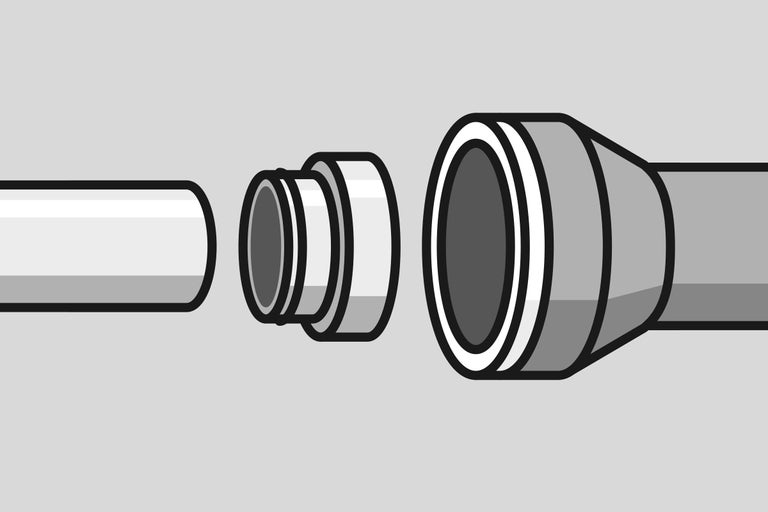 Illustration von Abwasserrohren mit Muffe