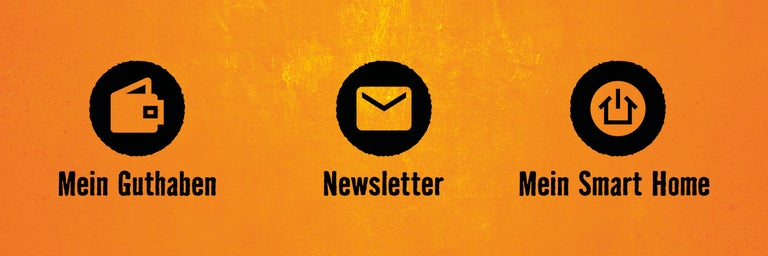 Icons für Guthaben, Newsletter und Smart Home