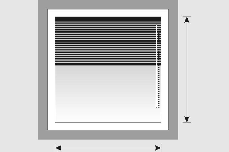 Abbildung einer Jalousie mit Breiten- und Höhenangabe