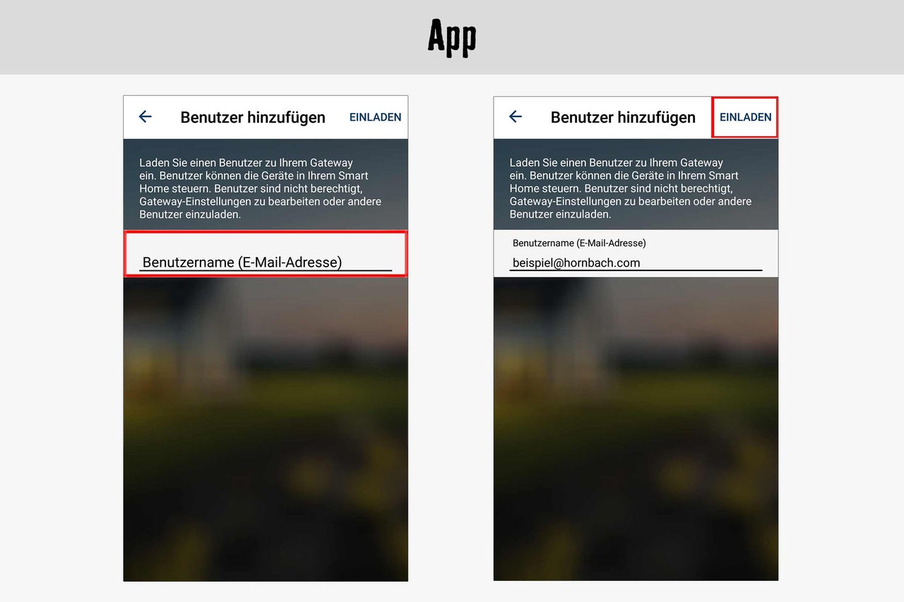 App-Ansicht zum Hinzufügen eines Benutzers