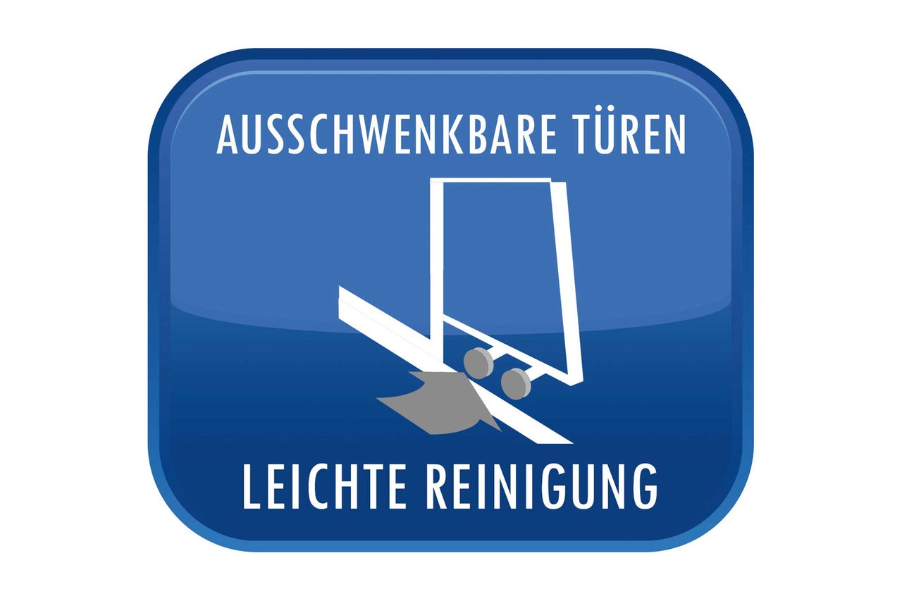 Symbol für ausschwenkbare Türen und leichte Reinigung