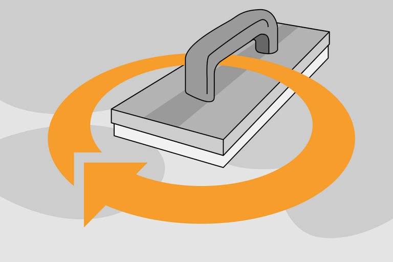 Schematische Darstellung einer Schwammreibebrettbewegung
