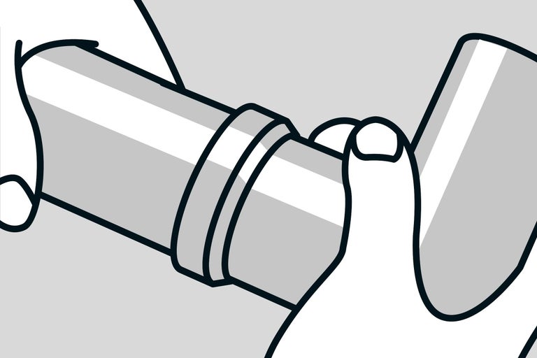 Illustration einer Rohrverbindung mit zwei Händen