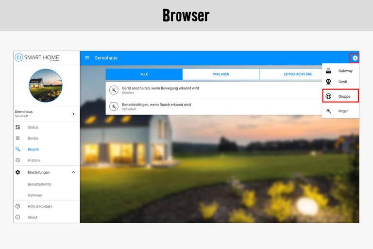 Smart Home App Gruppenansicht
