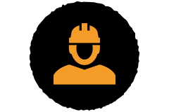 Symbol: Arbeiter mit Schutzhelm