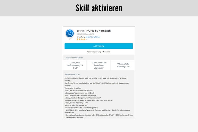 SMART HOME by Hornbach Alexa Skill aktivieren