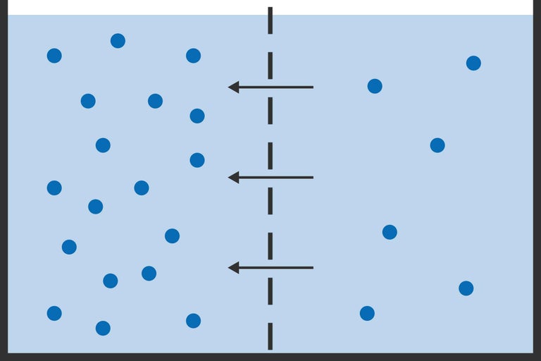 Darstellung der Osmose durch eine semipermeable Membran
