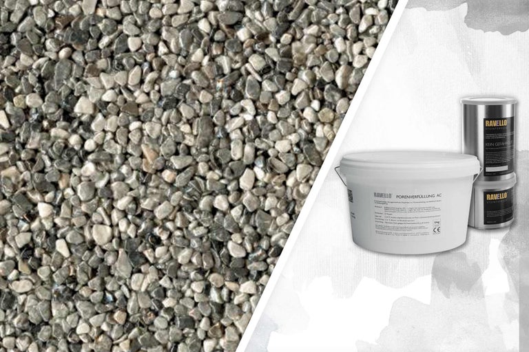 RAVELLO Steinteppich mit Porenfüllung und Steinen