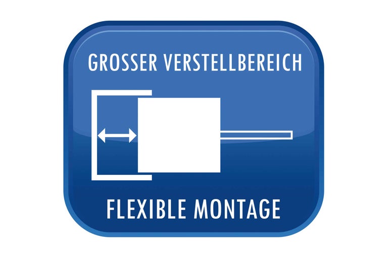 Symbol für großen Verstellbereich und flexible Montage