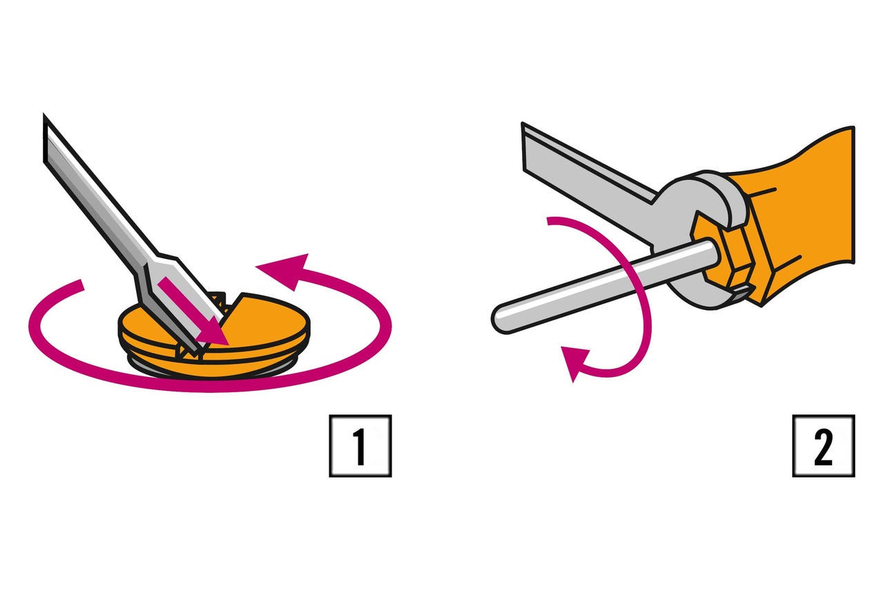 Anleitung zum Drehen mit Schraubenzieher und Schraubenschlüssel