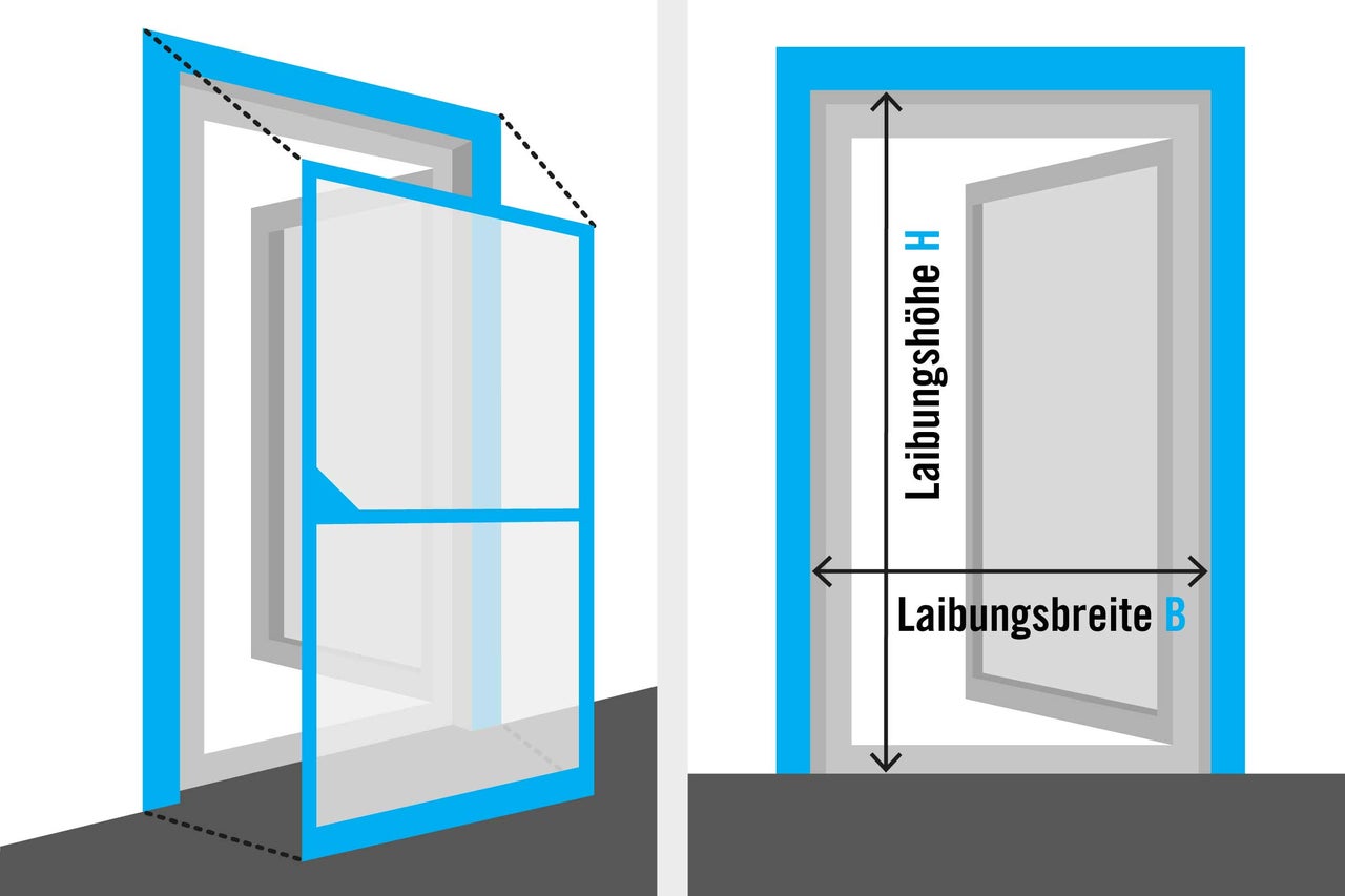 Illustration zur Messung von Türrahmen für Insektenschutzgitter