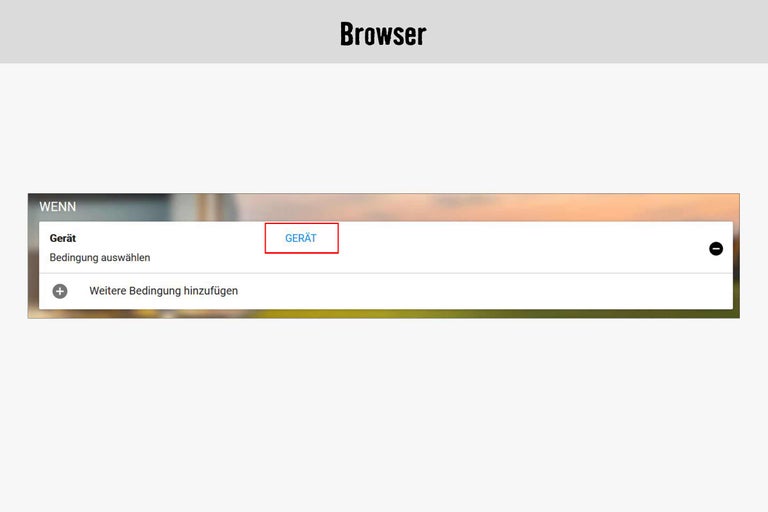 Browser-Ansicht mit Geräteauswahl-Option