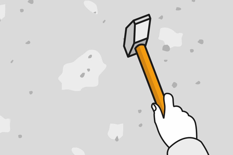 Illustration einer Hand, die einen Hammer hält.