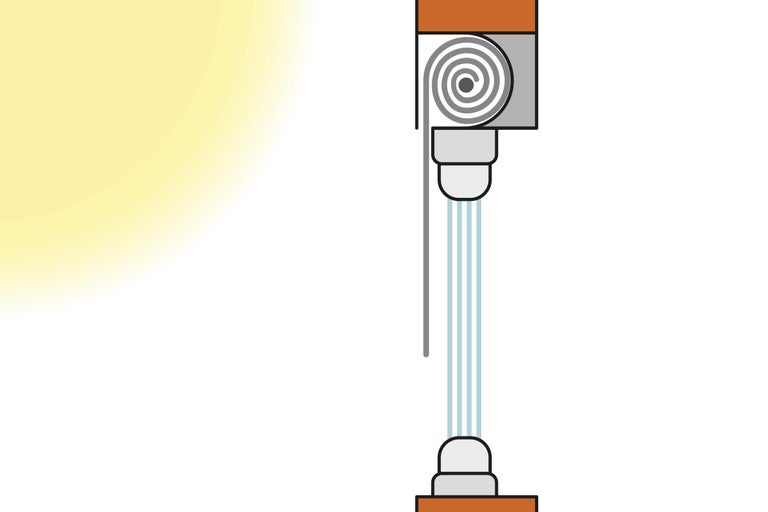 Schematische Darstellung eines Rollos mit Schnurzug
