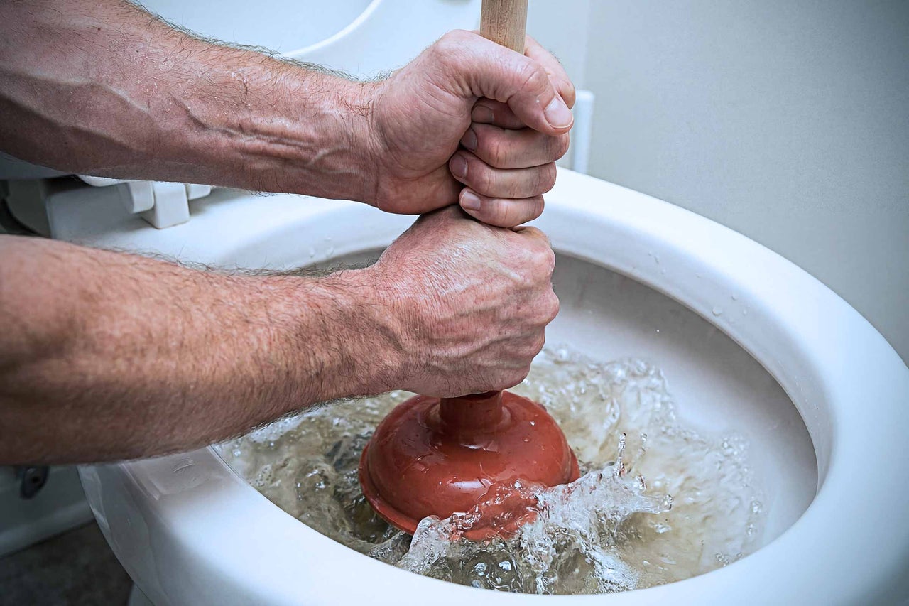 Verstopfung im WC mit einem Pömpel lösen