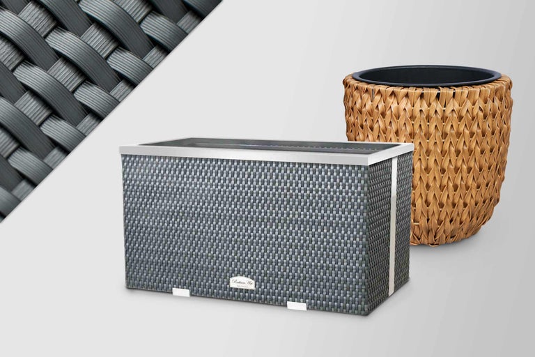 Rechteckiger Pflanzkasten aus Rattan mit Einsatz